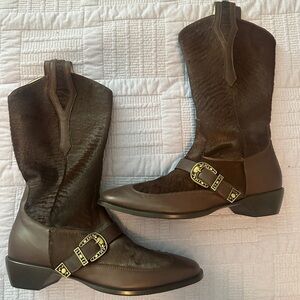 Taryn Rose Brown Leather Ankle Boots